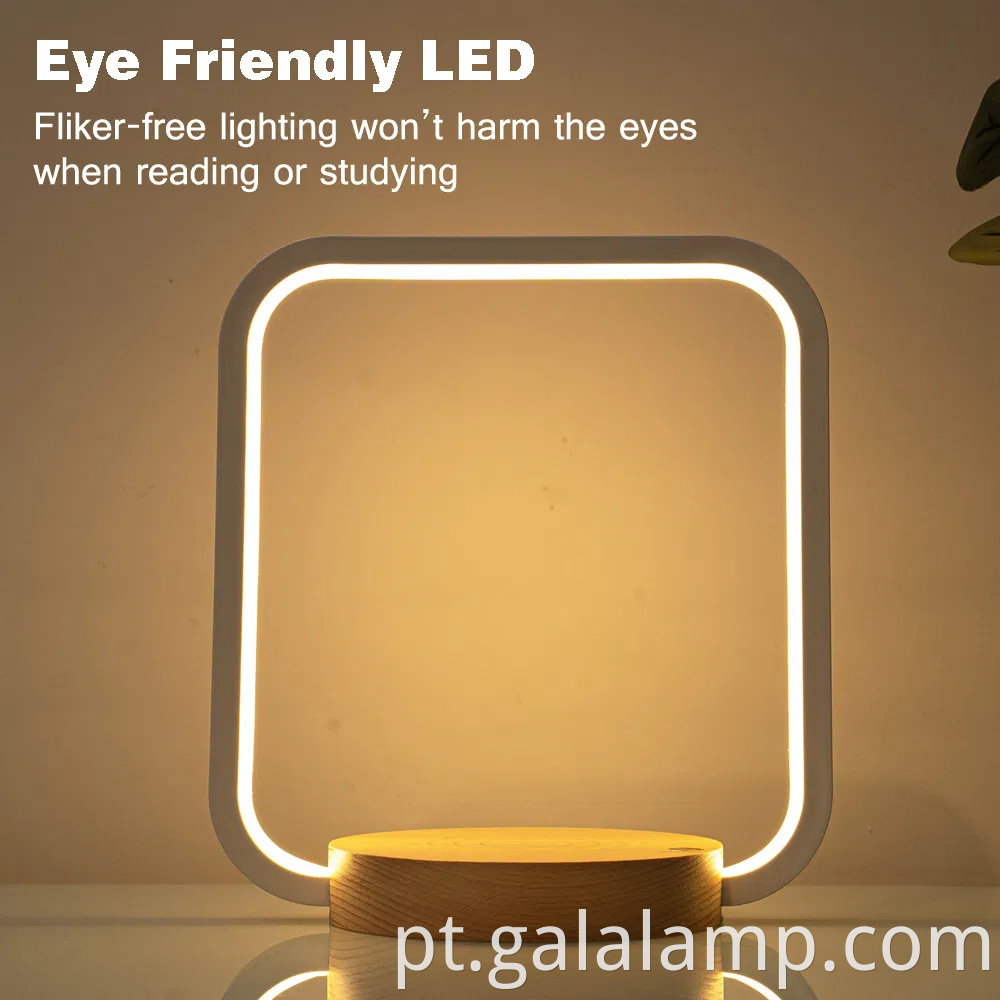 Lâmpada de cabeceira de cabeceira moderna com estação de carregamento sem fio